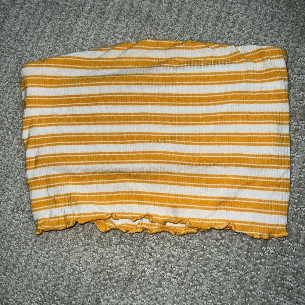 mustard striped tube top